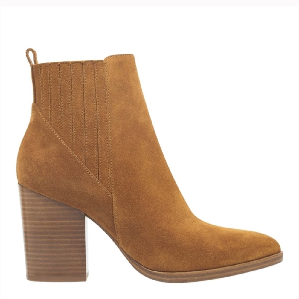 Like new worn once Marc Fisher LTD Alva suede heel boot size 8  camel color tan